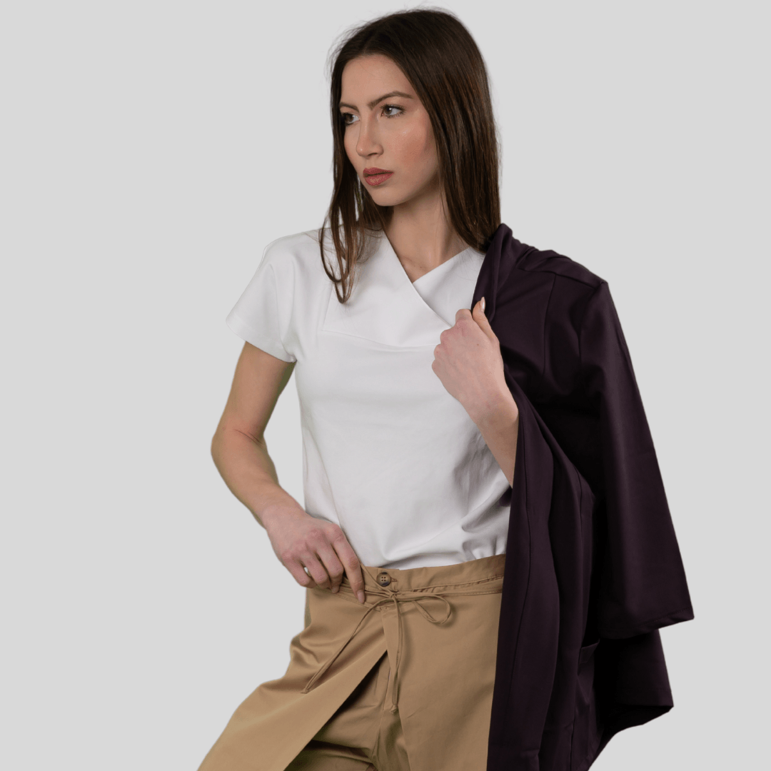 205 J T-shirt Scollo V Motivo Rombo - Aquam Uniform