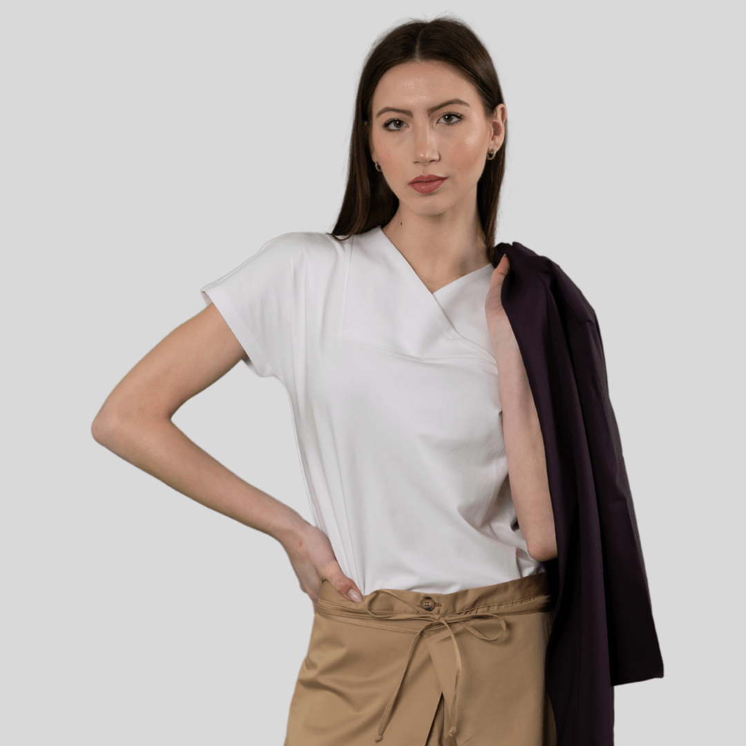 205 J T-shirt Scollo V Motivo Rombo - Aquam Uniform