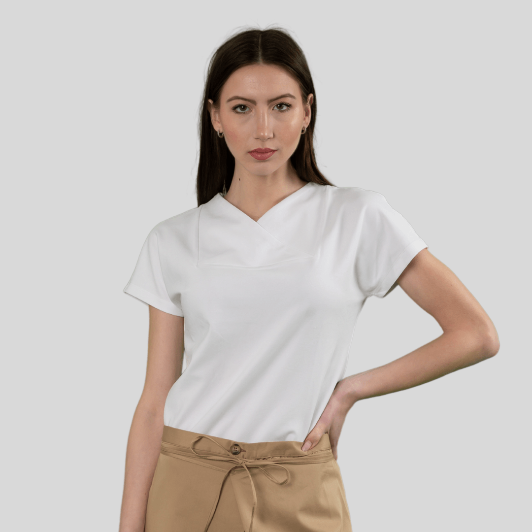 205 J T-shirt Scollo V Motivo Rombo - Aquam Uniform